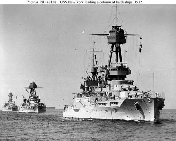 USS New York BB-34 Leading a Column of Battleships, 1932
